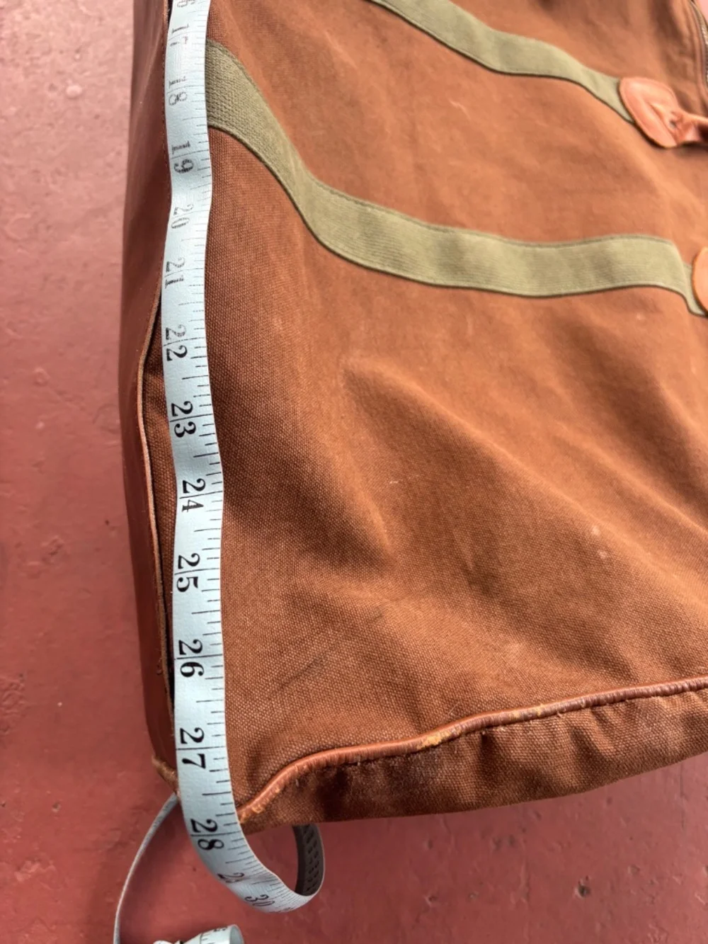 Vintage Extra Large LL Bean Canvas & Leather Zipper Duffle Bag 80s brown tote XL